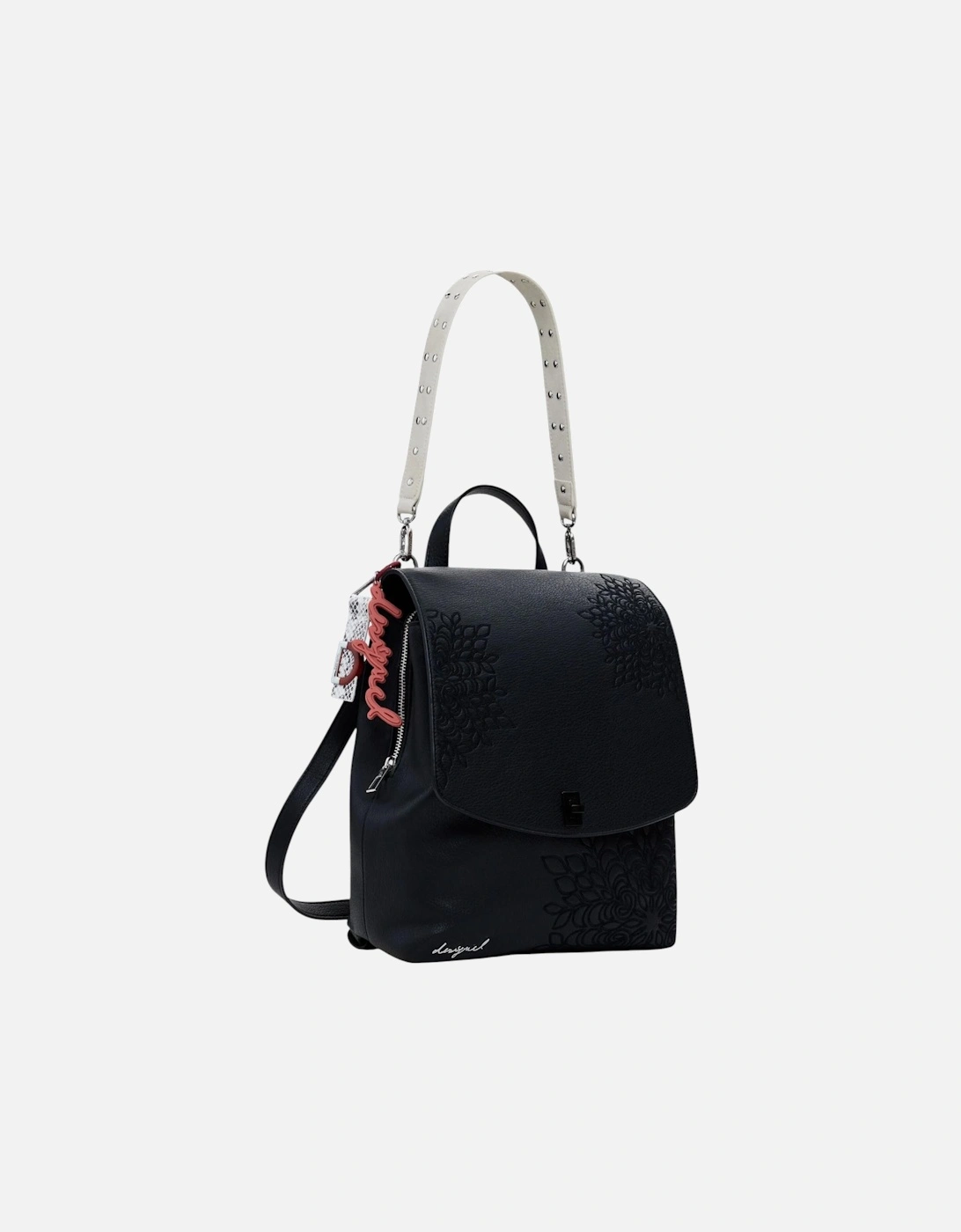 Rucksack with Hook Button Fastening and Multiple Pockets Women - Black