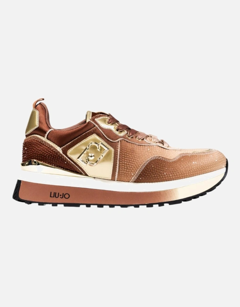 Rhinestone Embellished Slip-On Sneakers Women - Brown