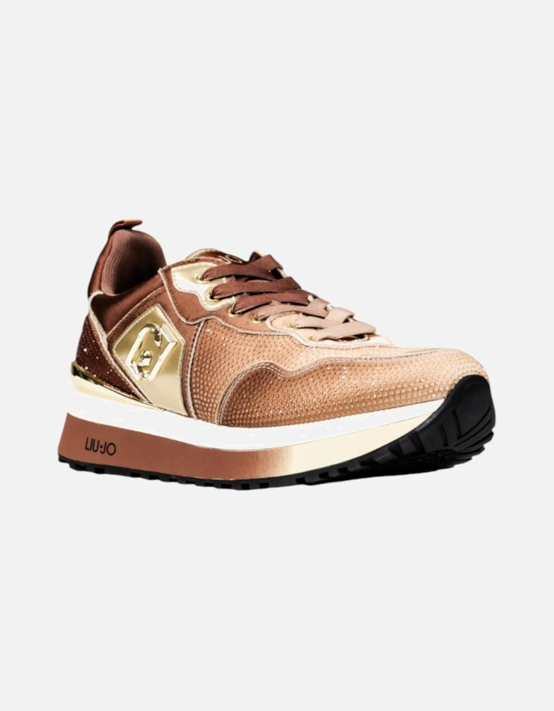 Rhinestone Embellished Slip-On Sneakers Women - Brown