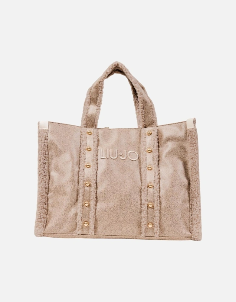 Handbag with Button Fastening Women - Beige Bags