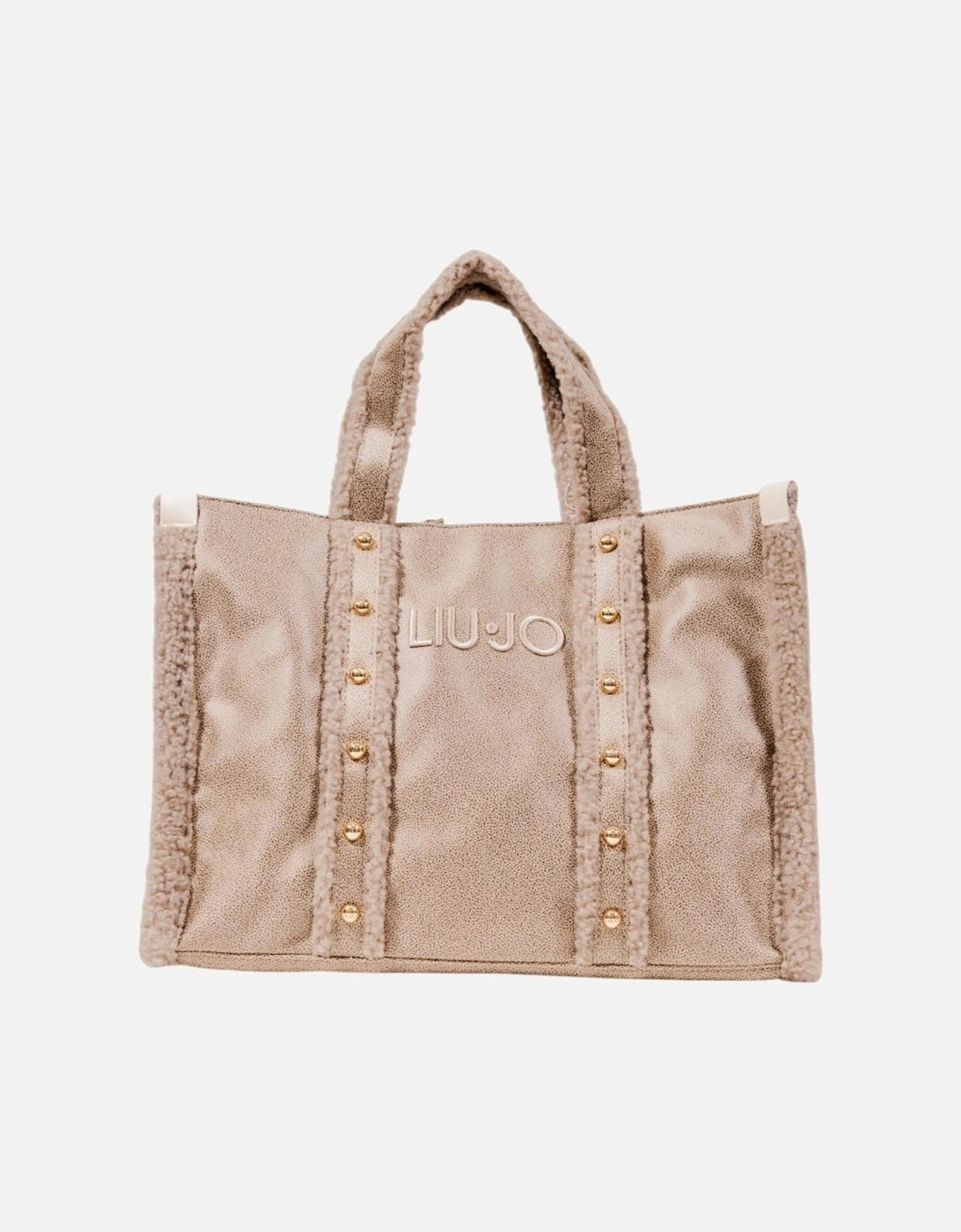 Handbag with Button Fastening Women - Beige Bags, 4 of 3