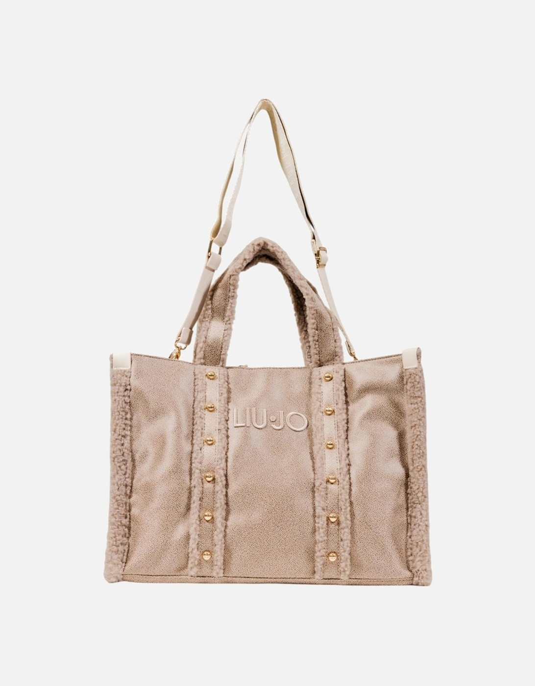Handbag with Button Fastening Women - Beige Bags
