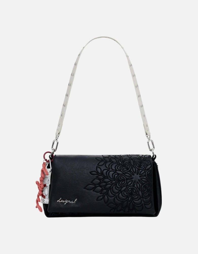 Handbag with Floral Pattern and Shoulder Strap Women - Black Bags