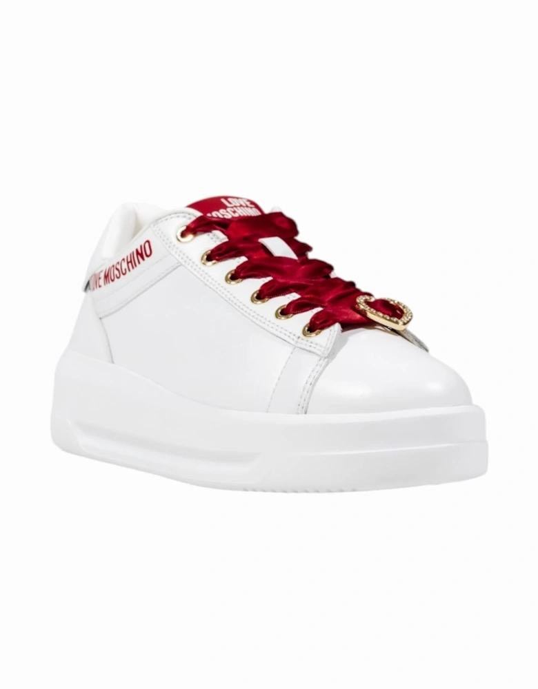 Slip-On Lace-Up Synthetic Sneakers Women - White