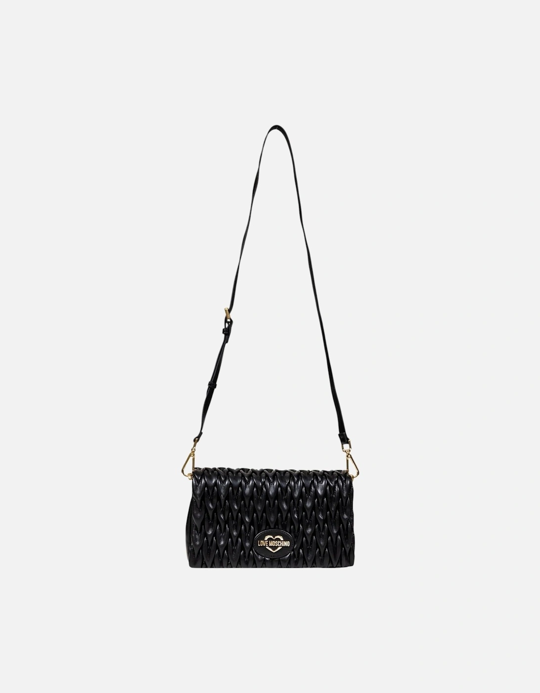 Automatic Button Shoulder Bag with Inside Pockets Women - Black