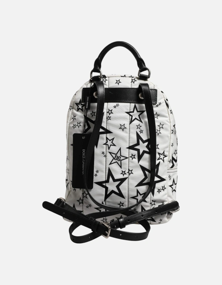 Nylon Printed Backpack with Calf Leather Trim Women - White