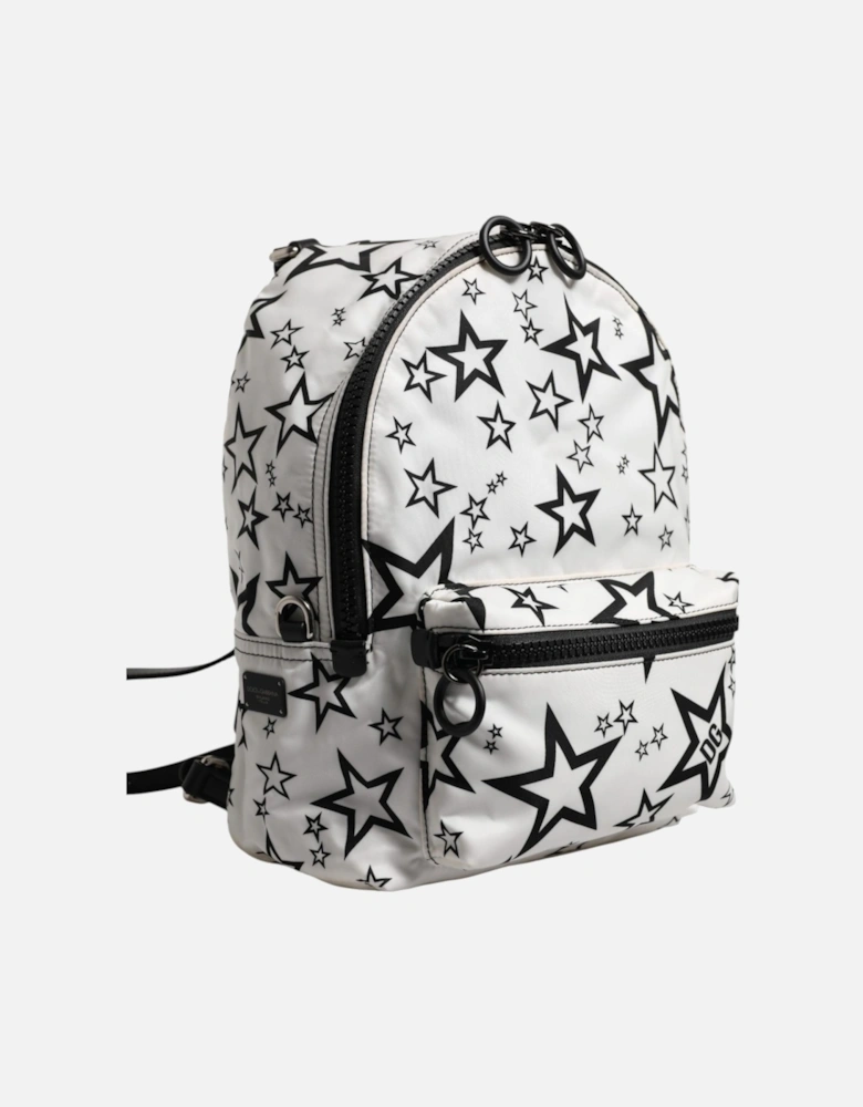 Nylon Printed Backpack with Calf Leather Trim Women - White