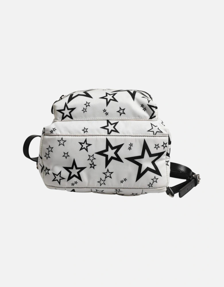 Nylon Printed Backpack with Calf Leather Trim Women - White