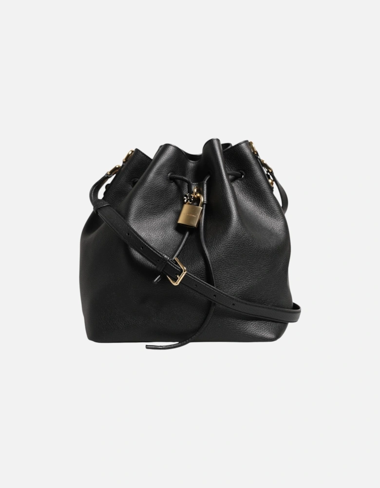 Calfskin Leather Bucket Shoulder Bag Women - Black