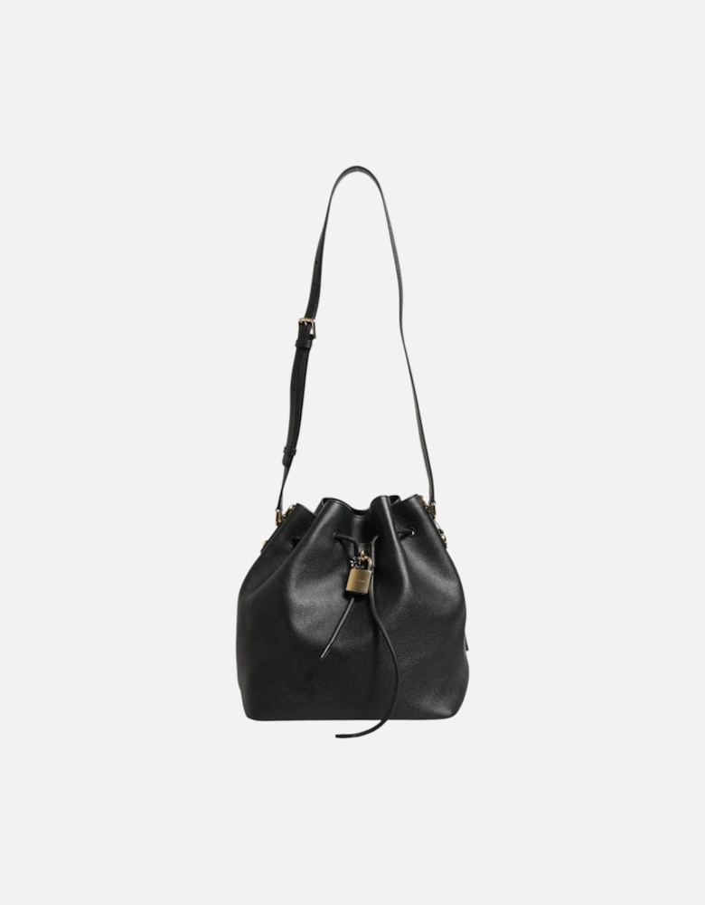 Calfskin Leather Bucket Shoulder Bag Women - Black