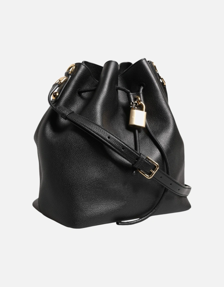 Calfskin Leather Bucket Shoulder Bag Women - Black