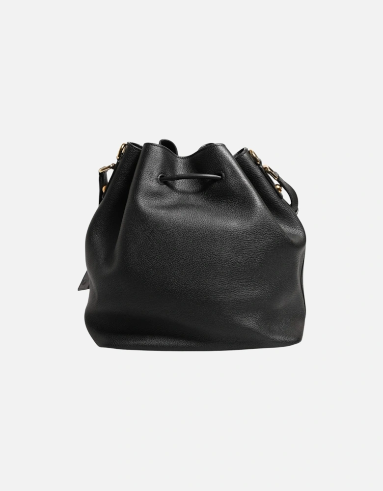 Calfskin Leather Bucket Shoulder Bag Women - Black