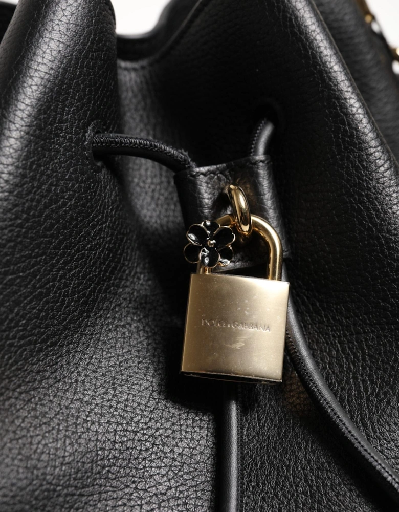 Calfskin Leather Bucket Shoulder Bag Women - Black