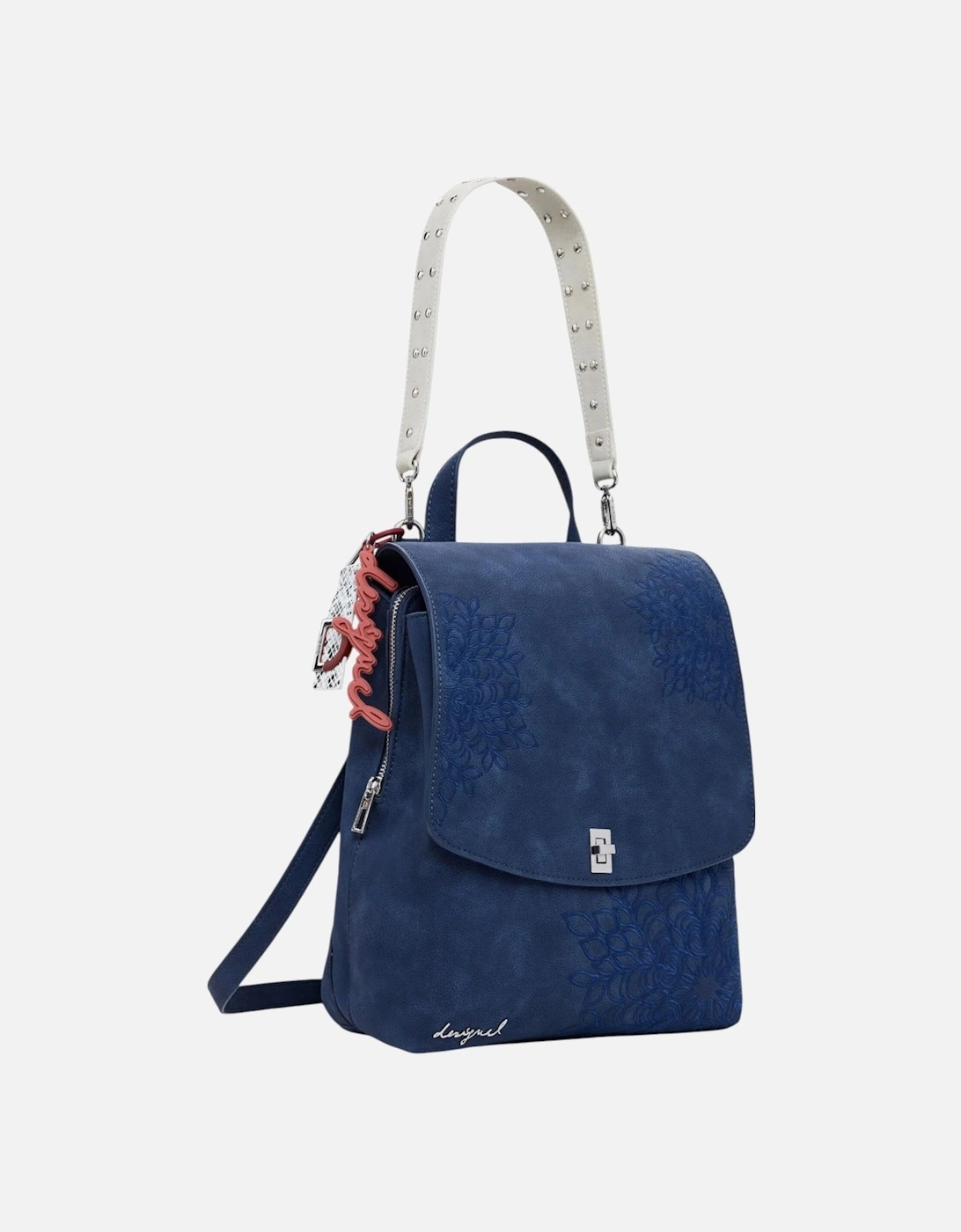 Rucksack with Hook Button Fastening and Pockets Women - Blue Bags