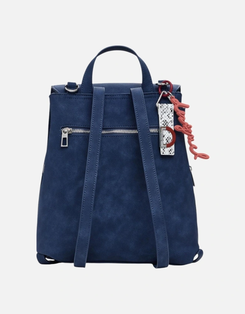 Rucksack with Hook Button Fastening and Pockets Women - Blue Bags