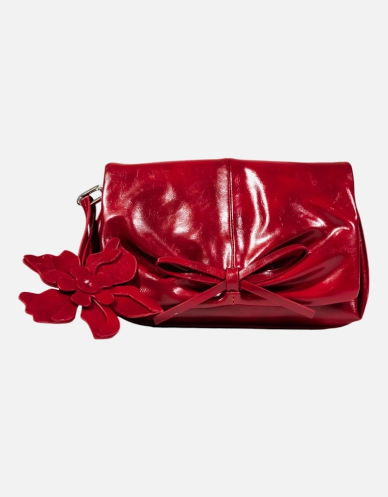 Shoulder Bag with Automatic Button Fastening Women - Red