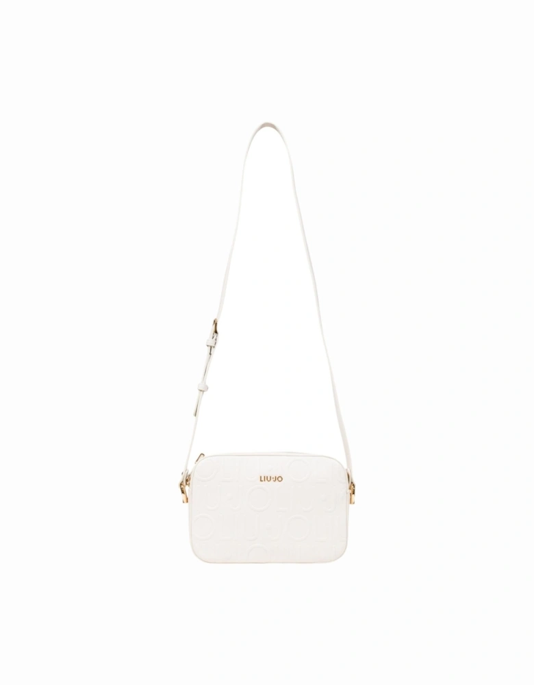 Shoulder Bag with Inside Pockets and Zip Closure Women - White