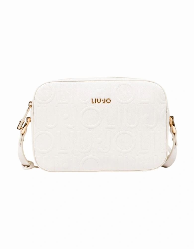Shoulder Bag with Inside Pockets and Zip Closure Women - White