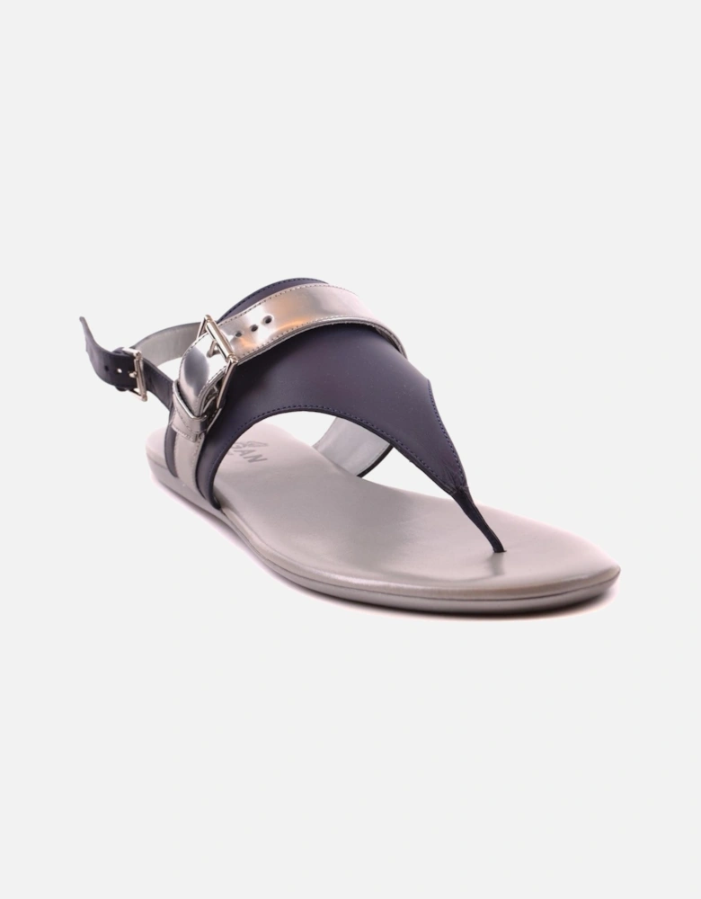 Leather Sandals with Buckle and Bow Fastening Women - Multicolor