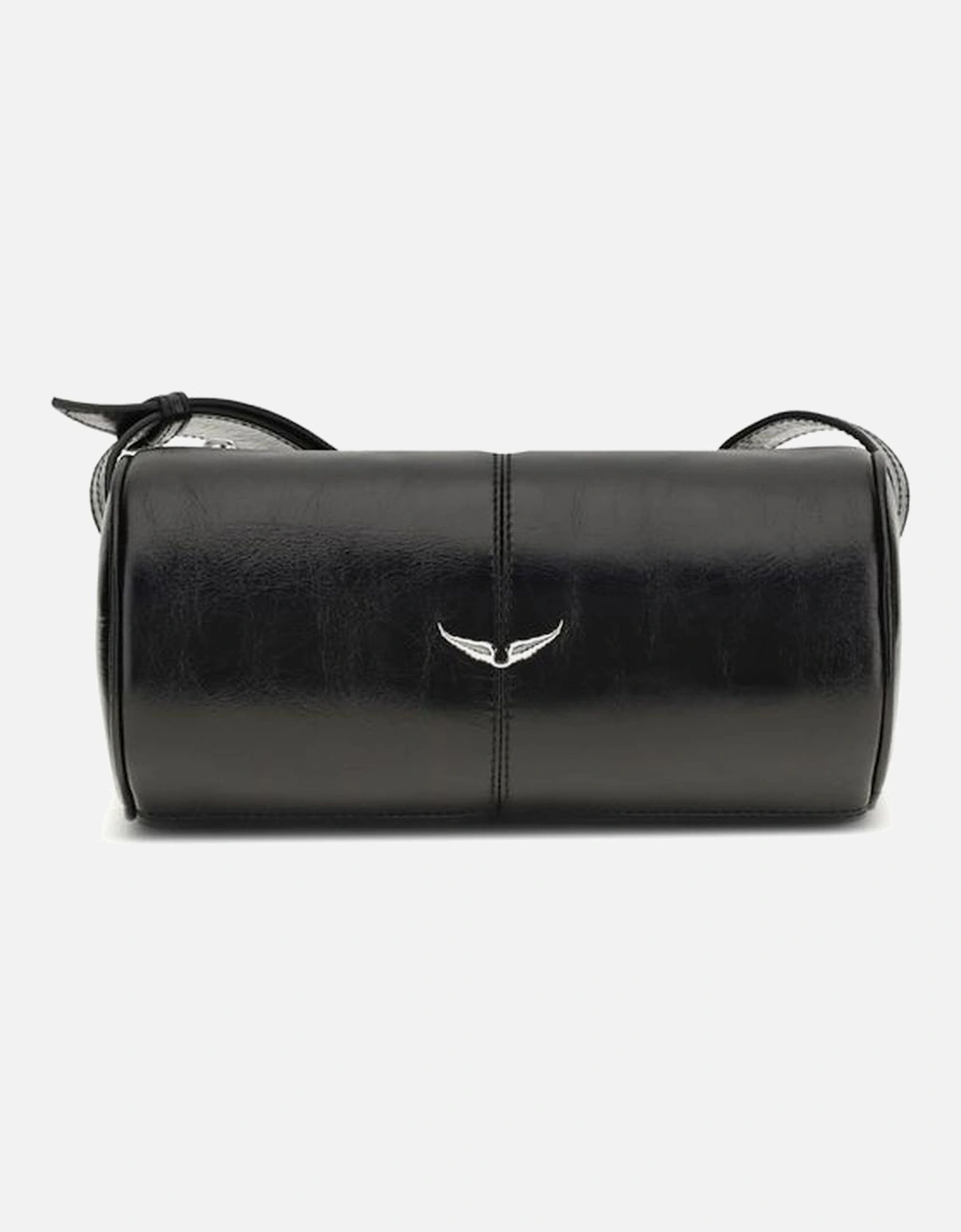 Glossy Leather Shoulder Bag with Silver Metallic Details Women - Black, 5 of 4