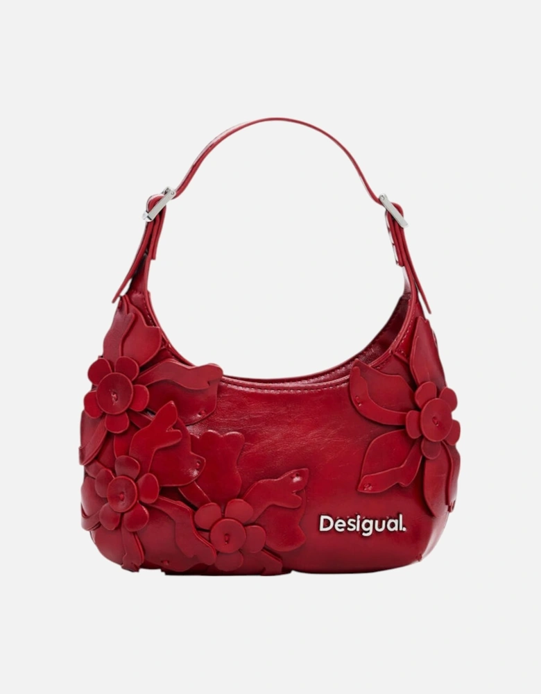 Floral Handbag with Zip and Inside Pockets Women - Red Bags