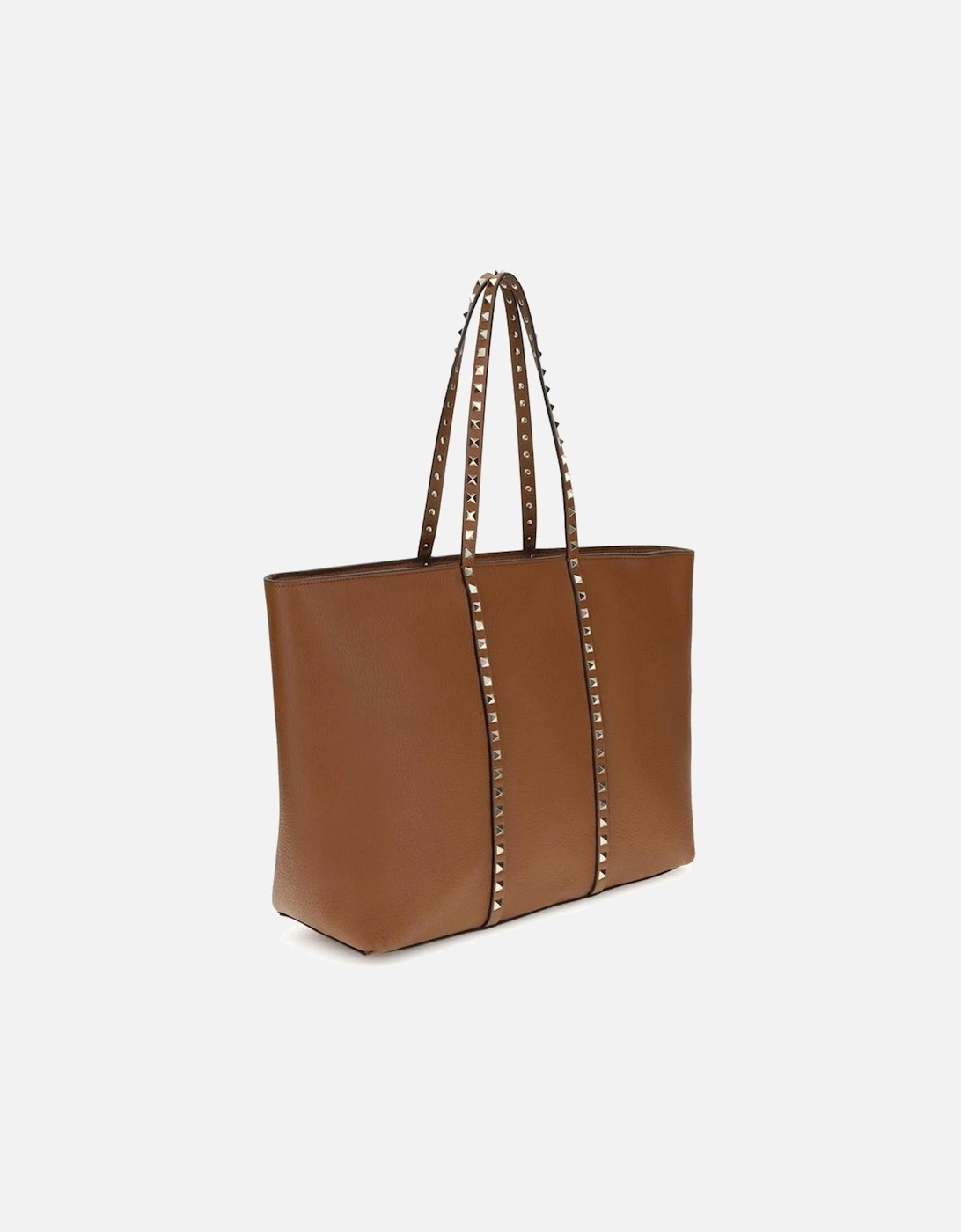 Rockstud Embellished Medium Leather Tote Bag Women - Brown Shoulder