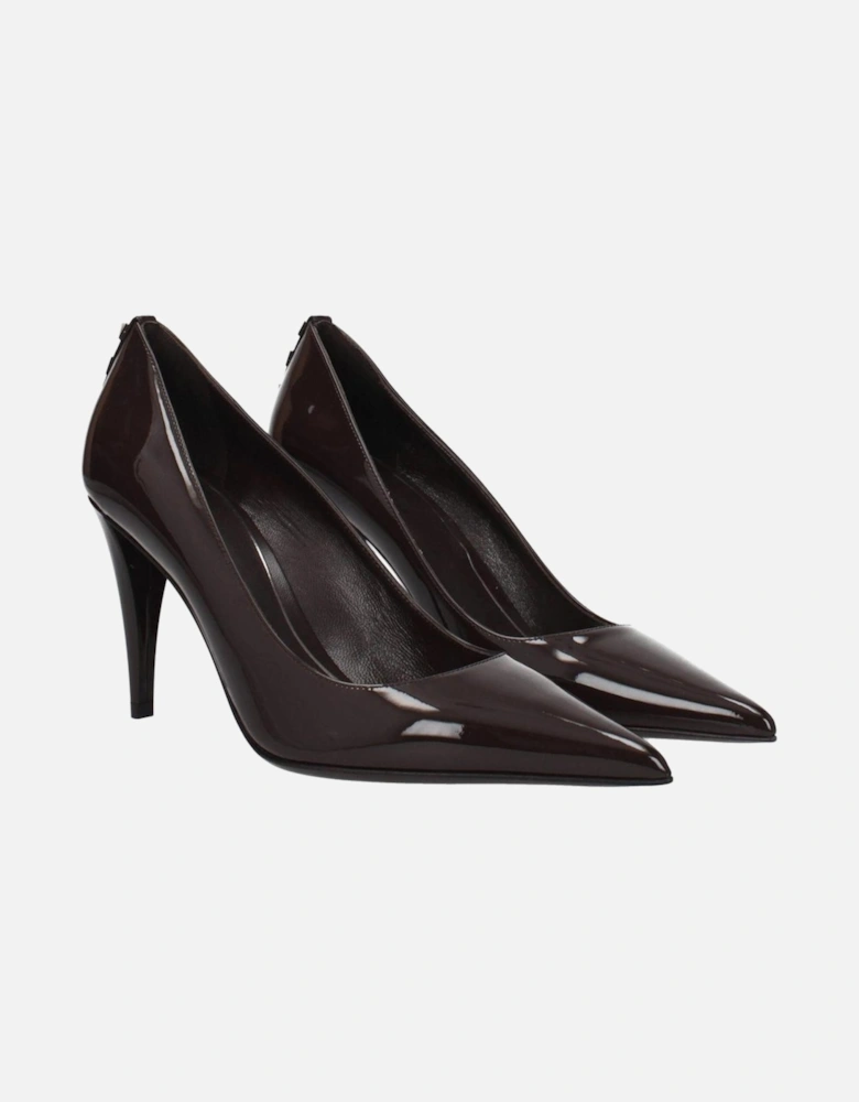 Pointy Toe Patent Leather Pumps with Back Detail Women - Brown
