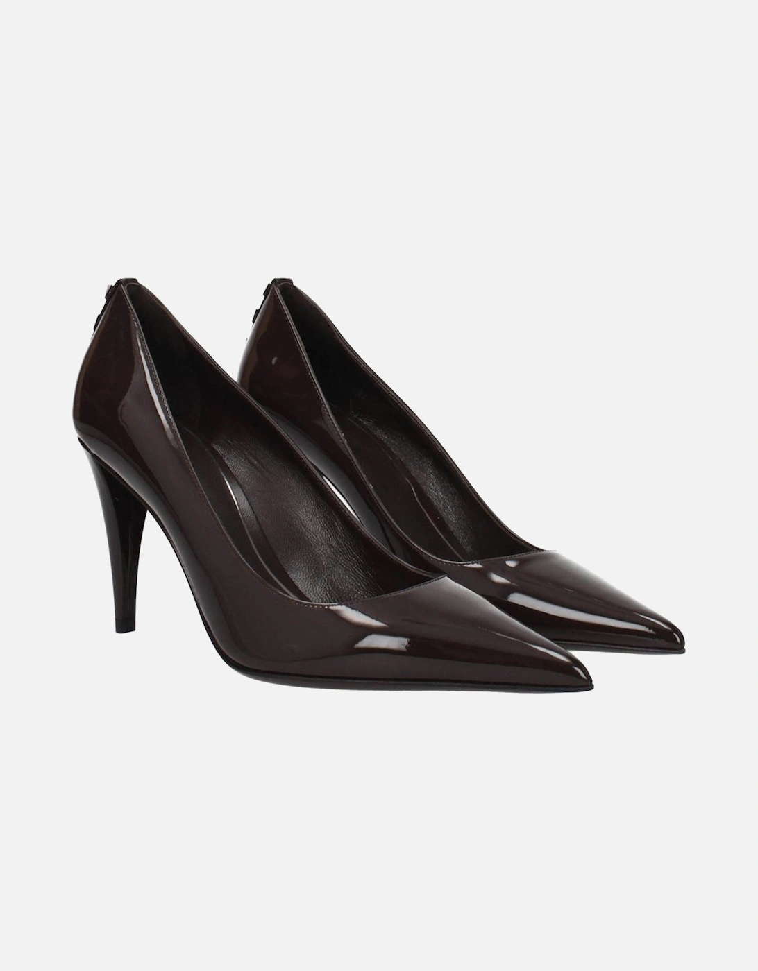 Pointy Toe Patent Leather Pumps with Back Detail Women - Brown