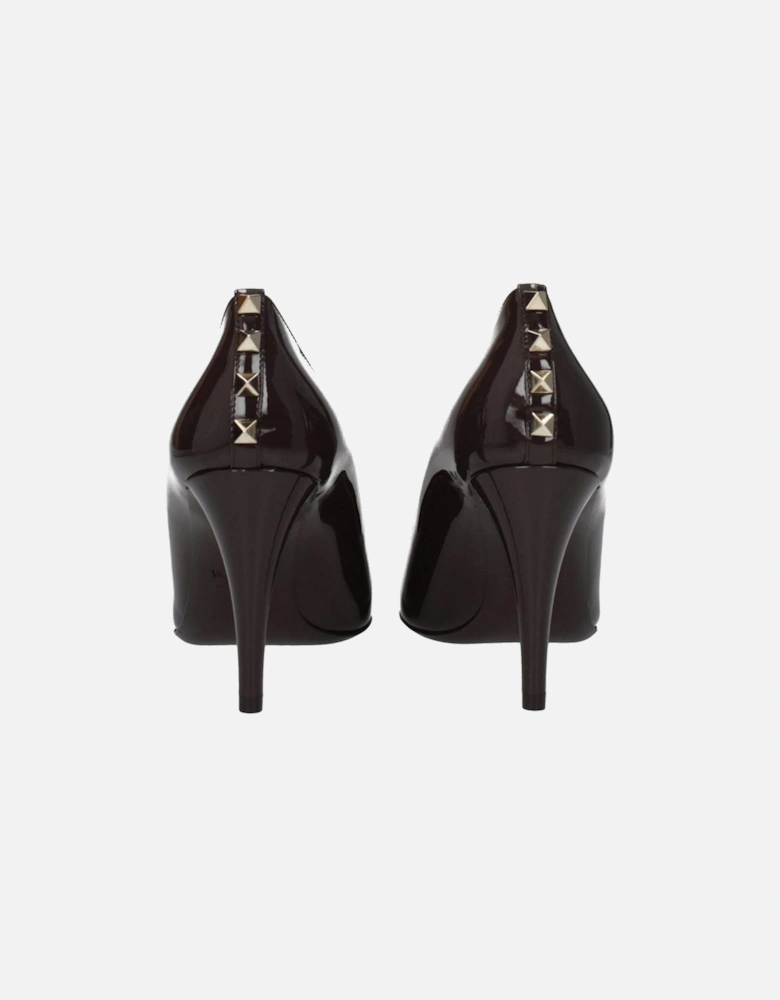 Pointy Toe Patent Leather Pumps with Back Detail Women - Brown
