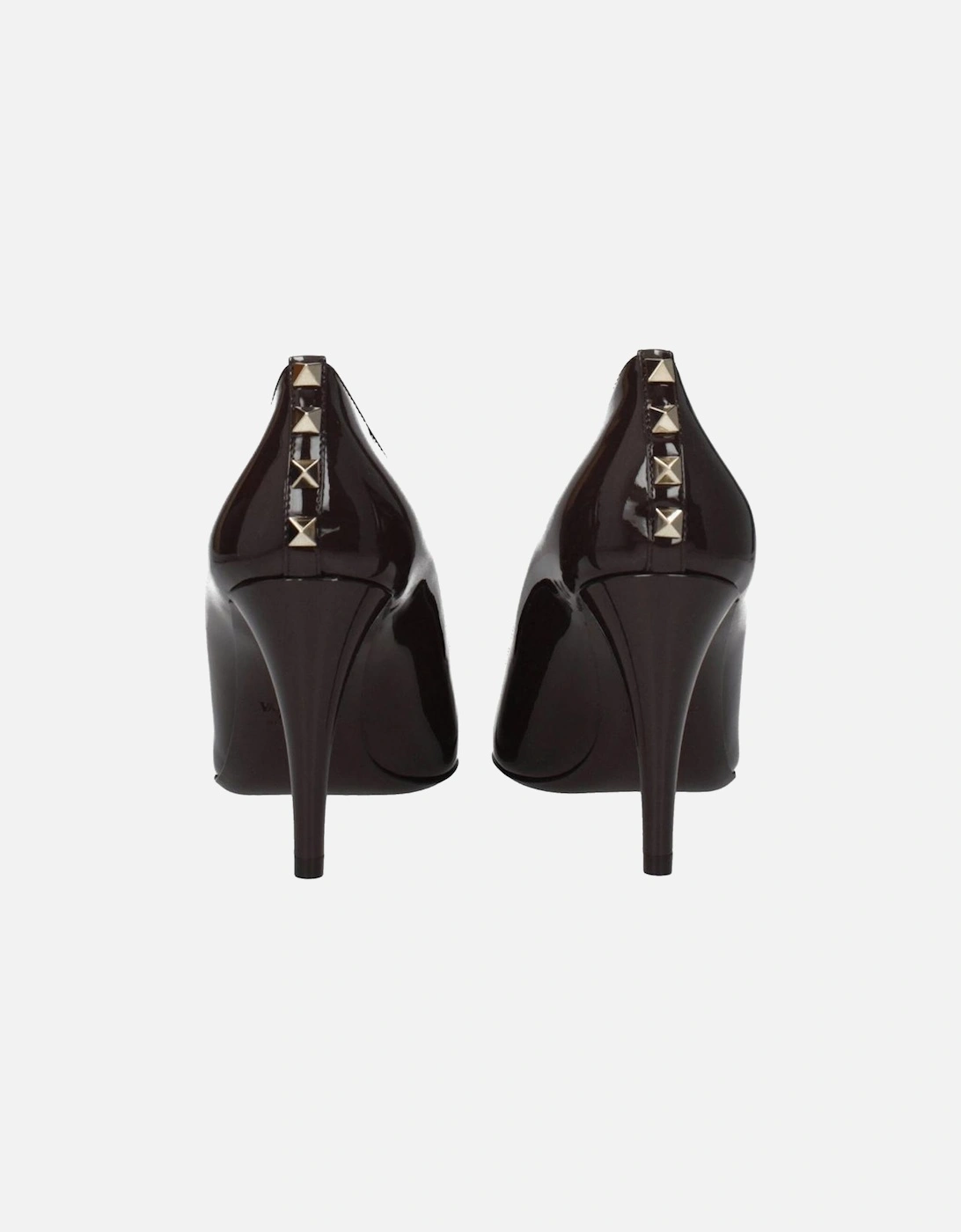 Pointy Toe Patent Leather Pumps with Back Detail Women - Brown
