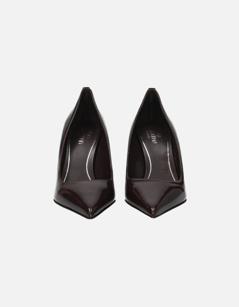 Pointy Toe Patent Leather Pumps with Back Detail Women - Brown