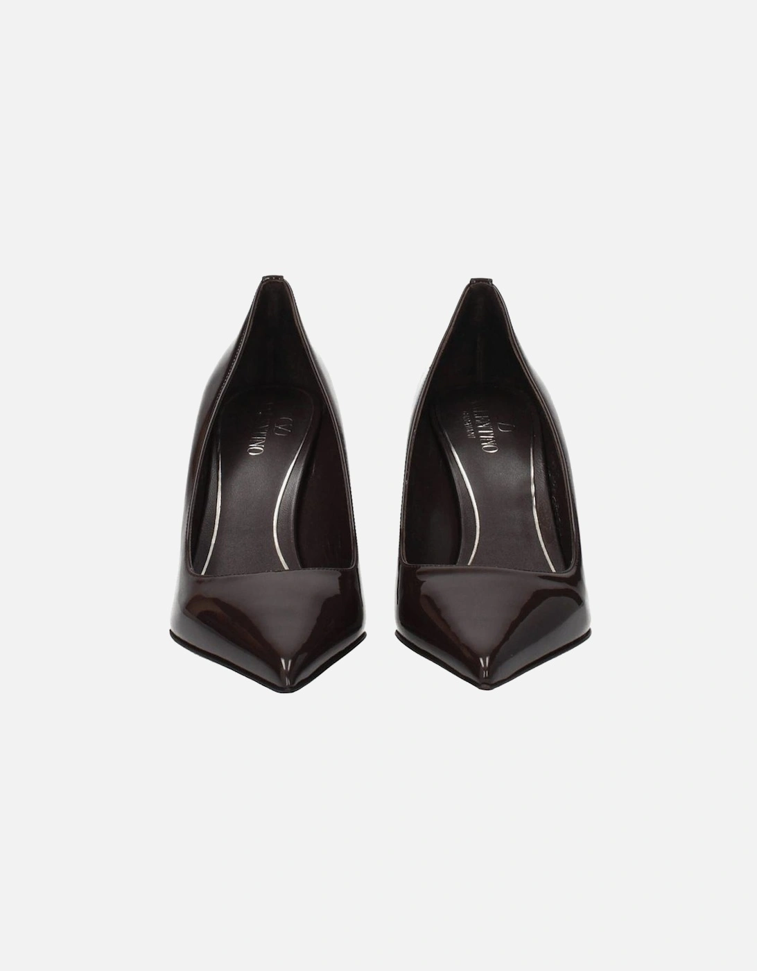 Pointy Toe Patent Leather Pumps with Back Detail Women - Brown