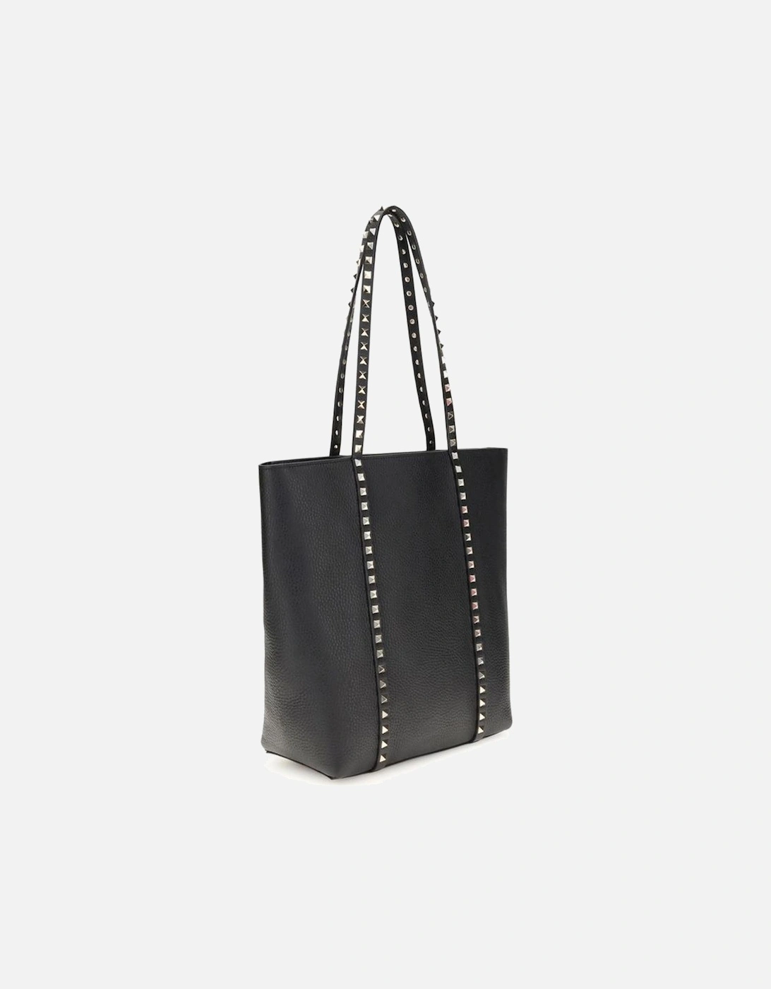Rockstud Calfskin Leather Tote Bag Women - Black Shoulder Bags