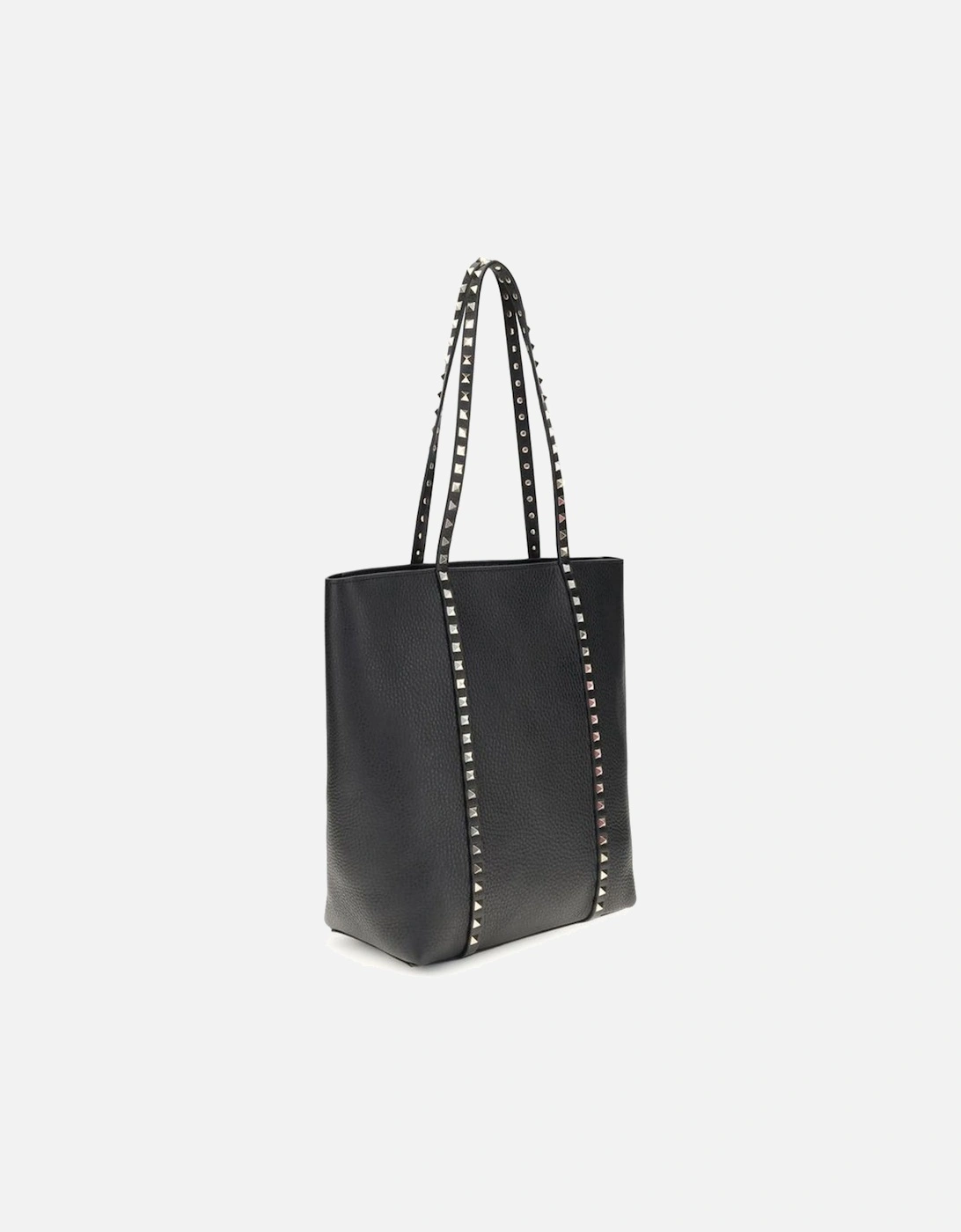 Rockstud Calfskin Leather Tote Bag Women - Black Shoulder Bags