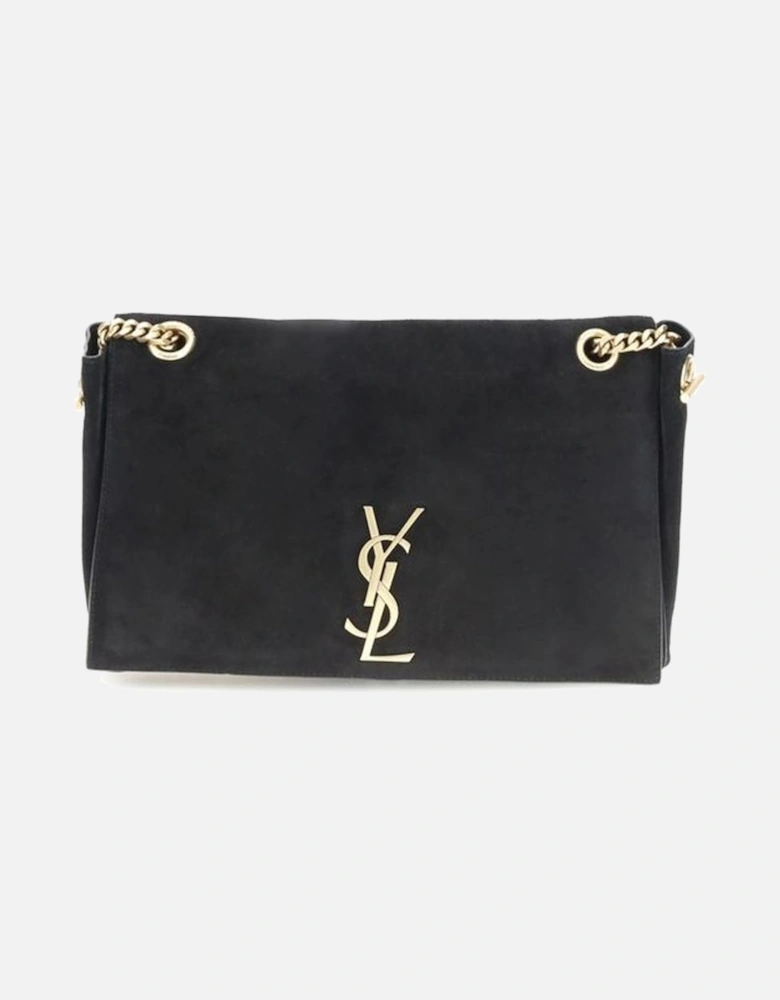 Kate Suede Leather Shoulder Bag with Monogram Women - Black