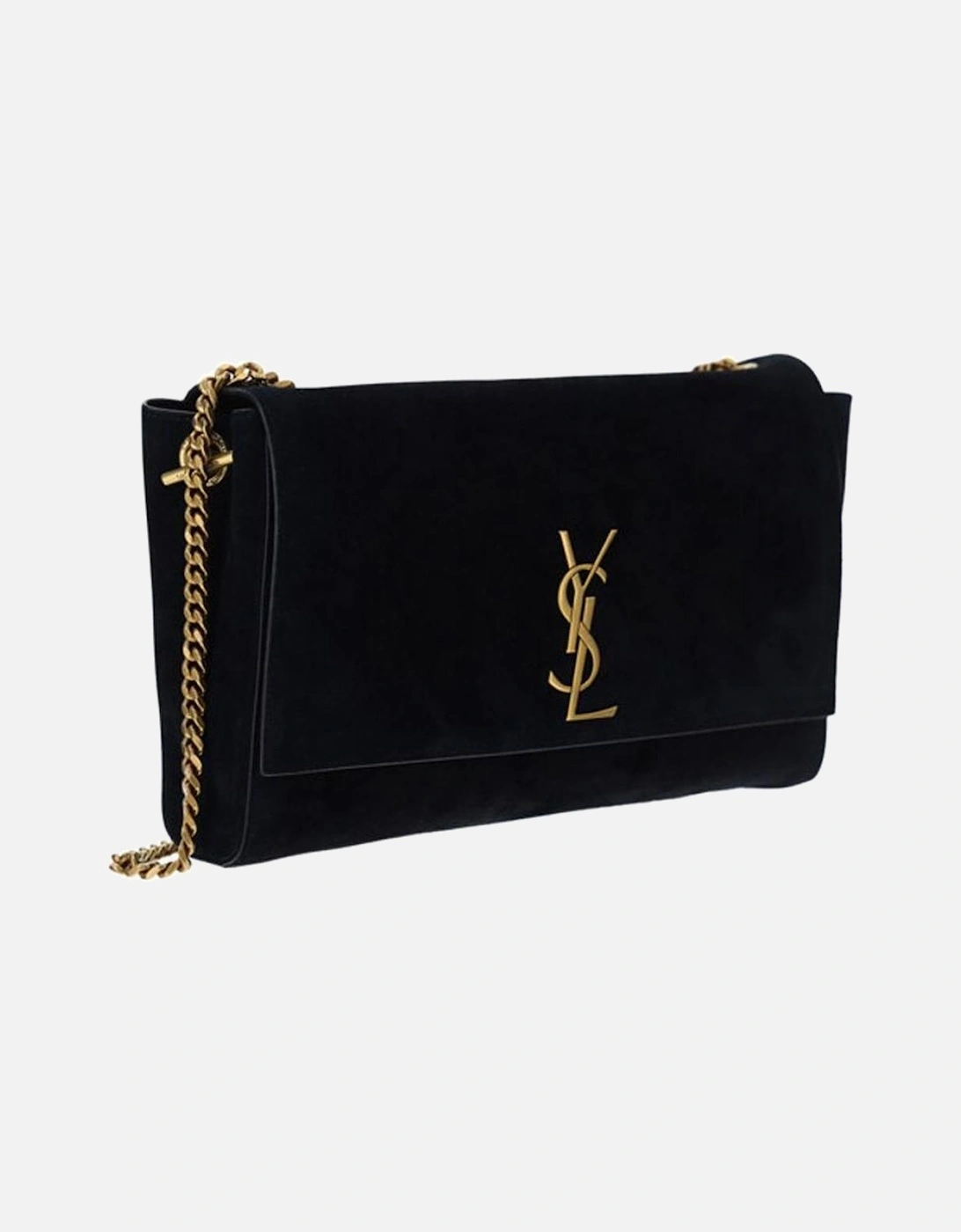 Kate Suede Leather Shoulder Bag with Monogram Women - Black