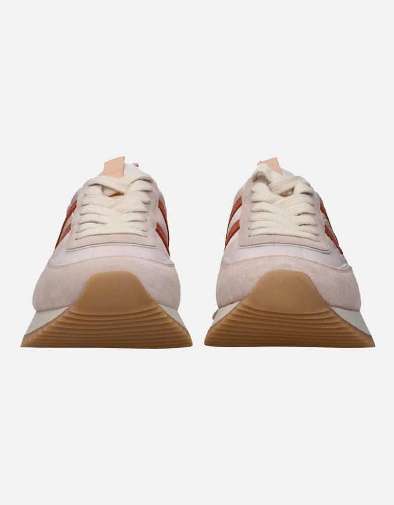 Lace-Up Casual Sneakers with Back Logo Women - Pink