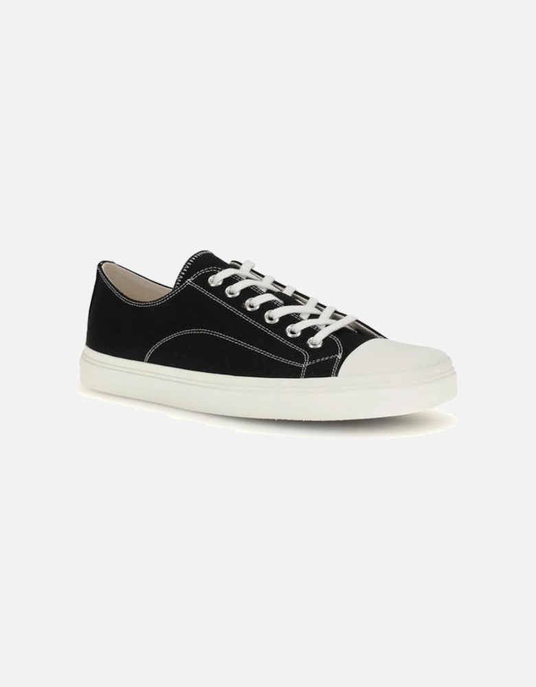 Lace-Up Canvas Sneakers with Reinforced Toe Women - Black