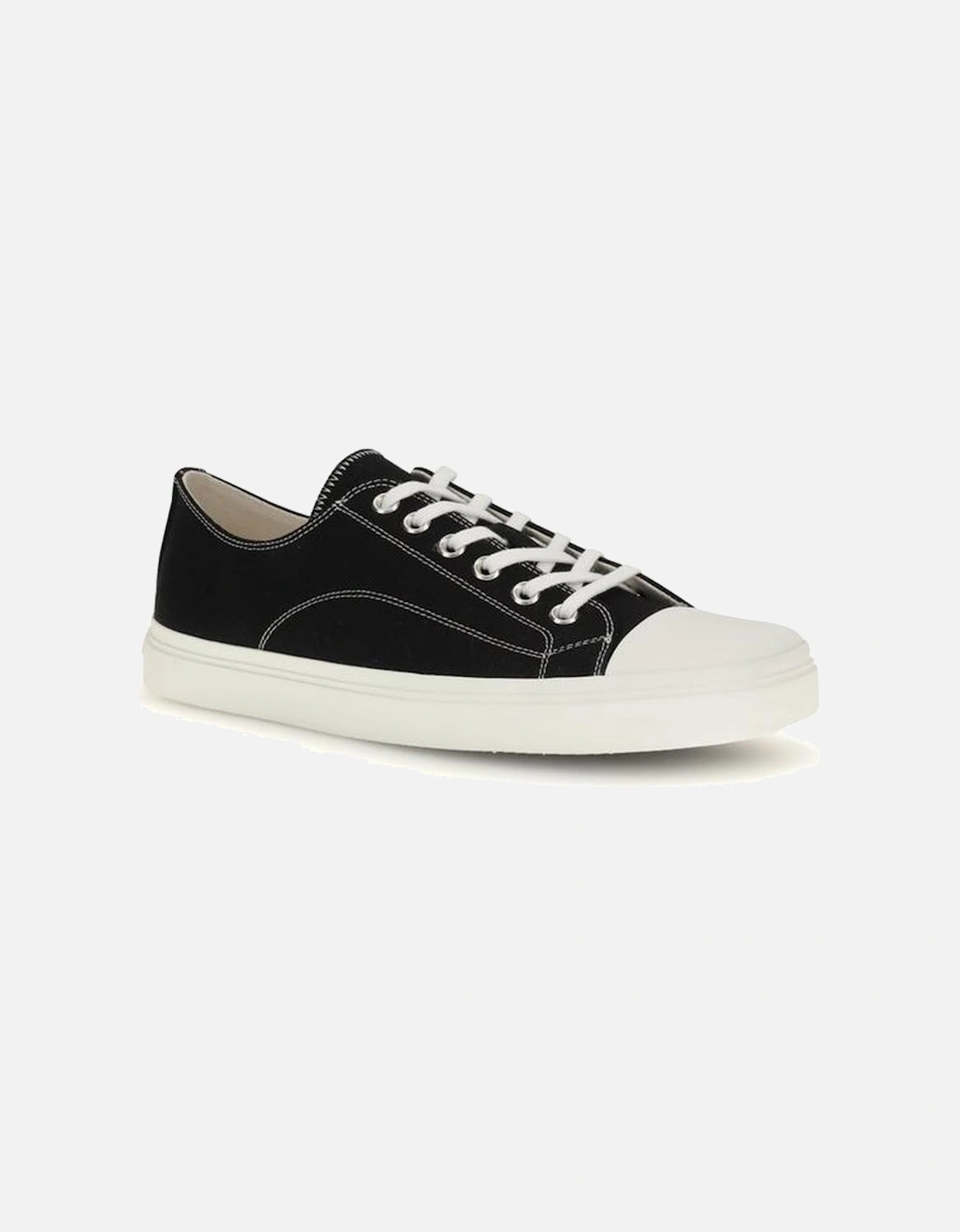 Lace-Up Canvas Sneakers with Reinforced Toe Women - Black