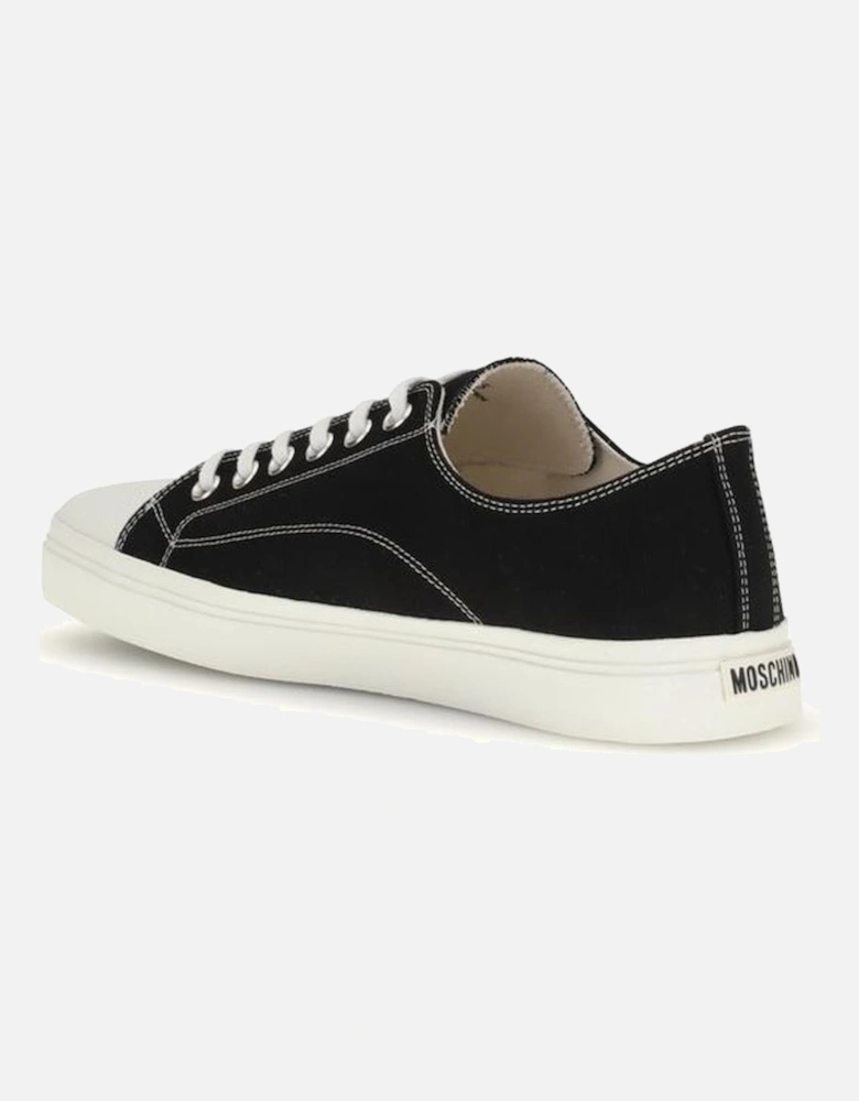 Lace-Up Canvas Sneakers with Reinforced Toe Women - Black