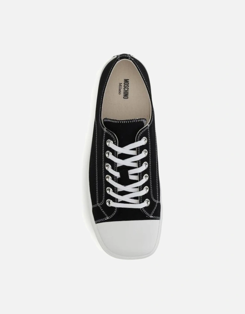 Lace-Up Canvas Sneakers with Reinforced Toe Women - Black