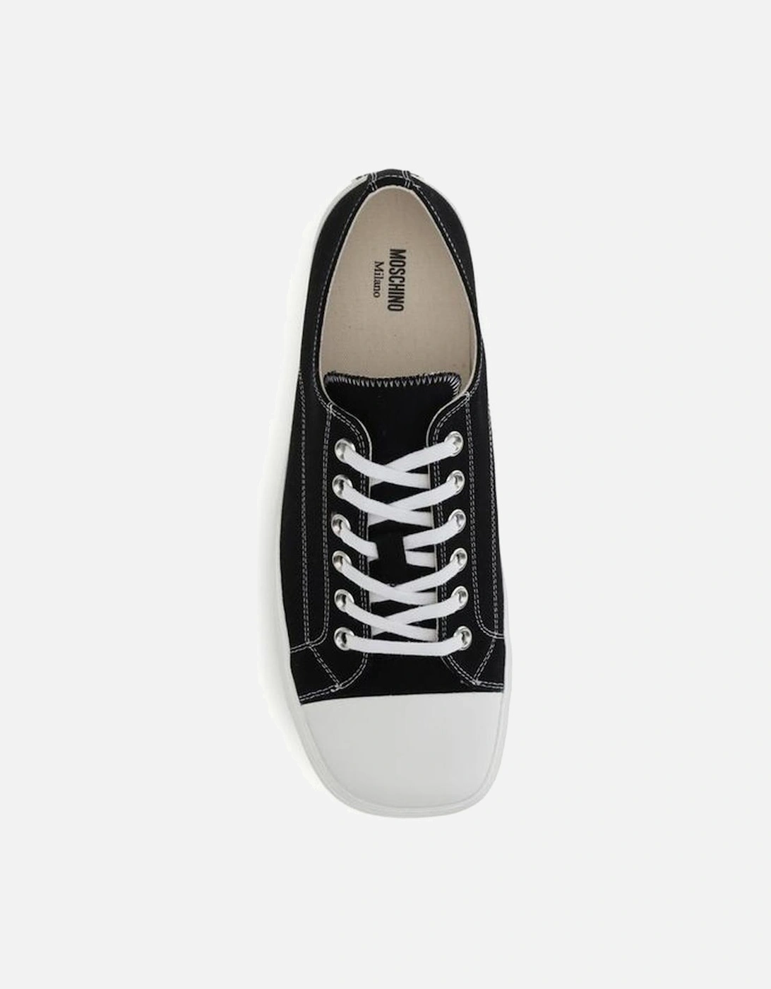 Lace-Up Canvas Sneakers with Reinforced Toe Women - Black