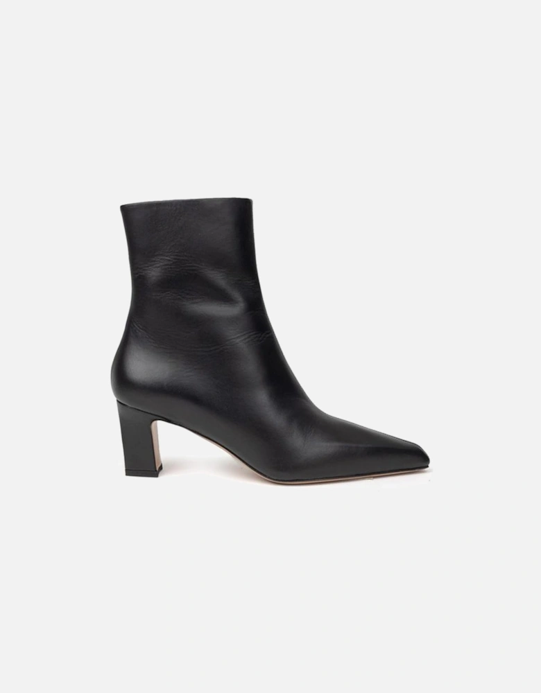 Leather Pointed Toe Ankle Boots Women - Black