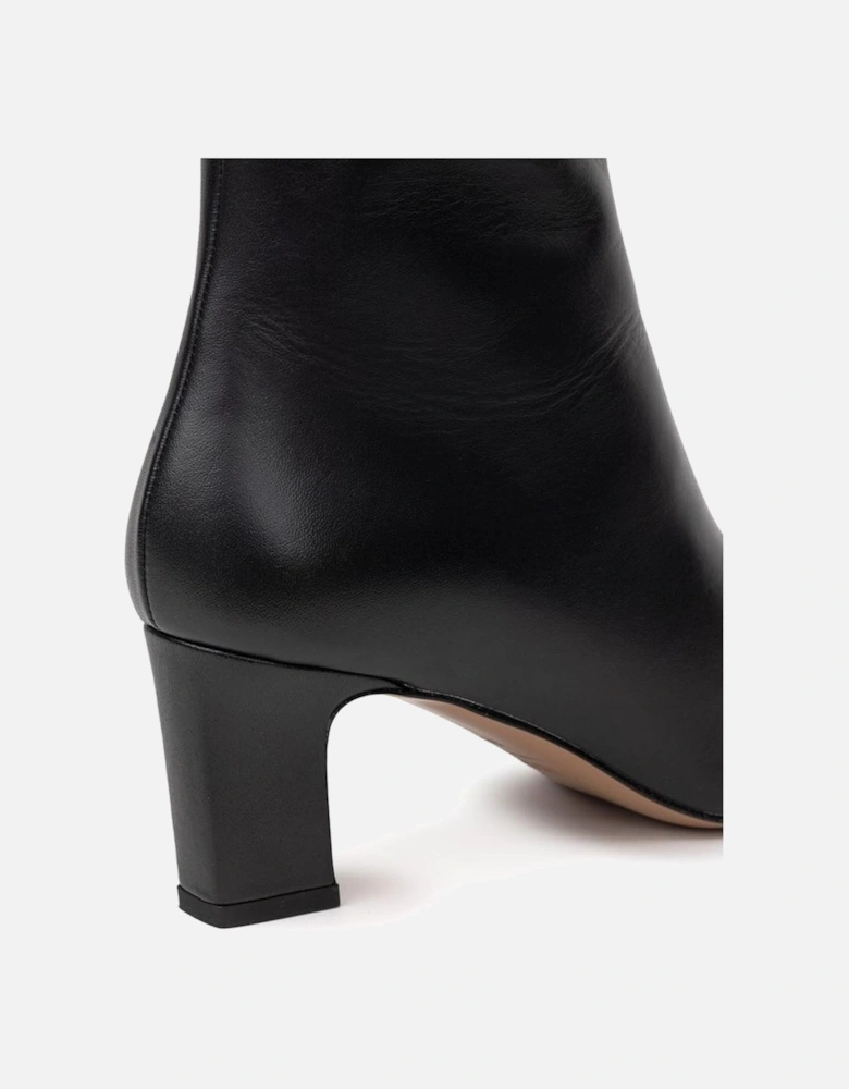 Leather Pointed Toe Ankle Boots Women - Black