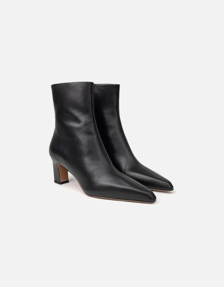 Leather Pointed Toe Ankle Boots Women - Black