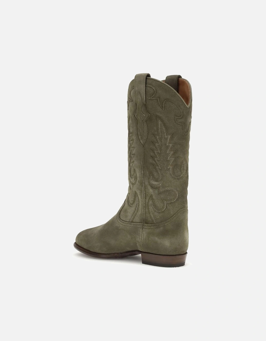 Soft Suede Western Mid-Calf Boots Women - Green