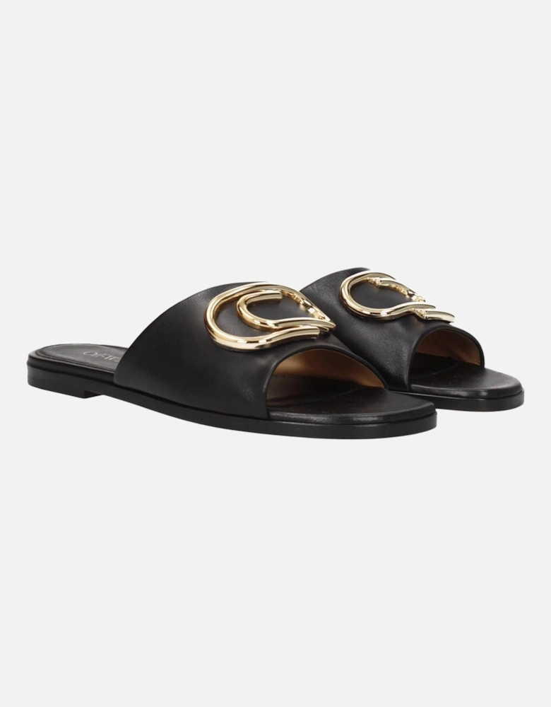 Leather Open Toe Slippers and Clogs Women - Black Sandals