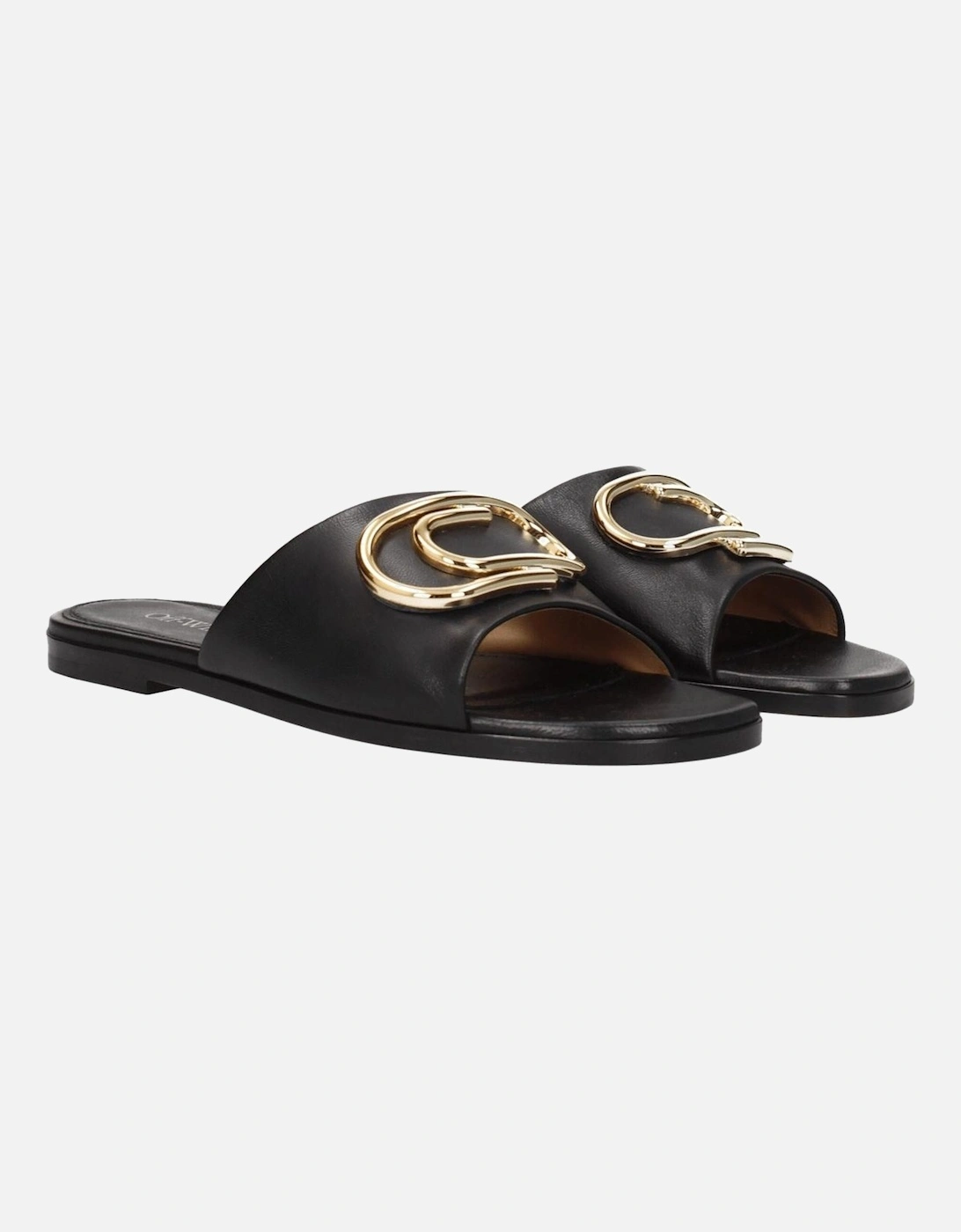 Leather Open Toe Slippers and Clogs Women - Black Sandals