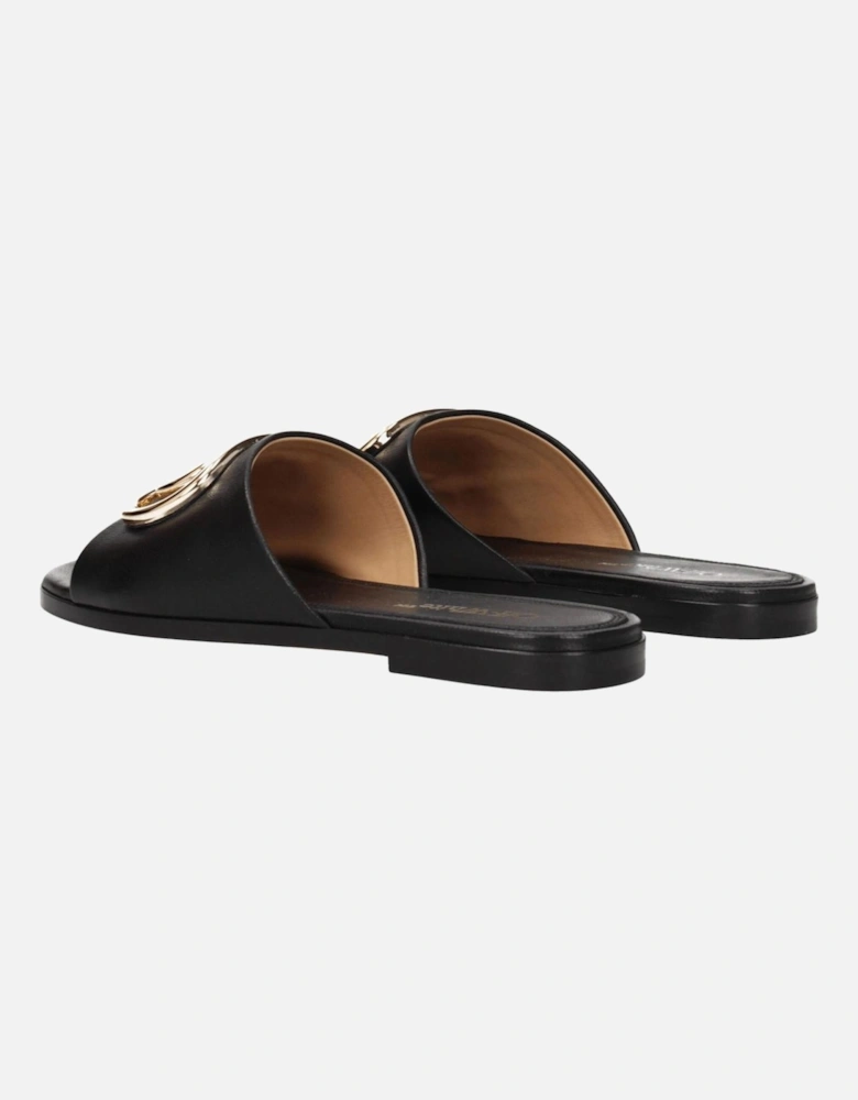 Leather Open Toe Slippers and Clogs Women - Black Sandals