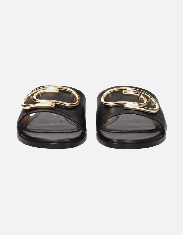 Leather Open Toe Slippers and Clogs Women - Black Sandals